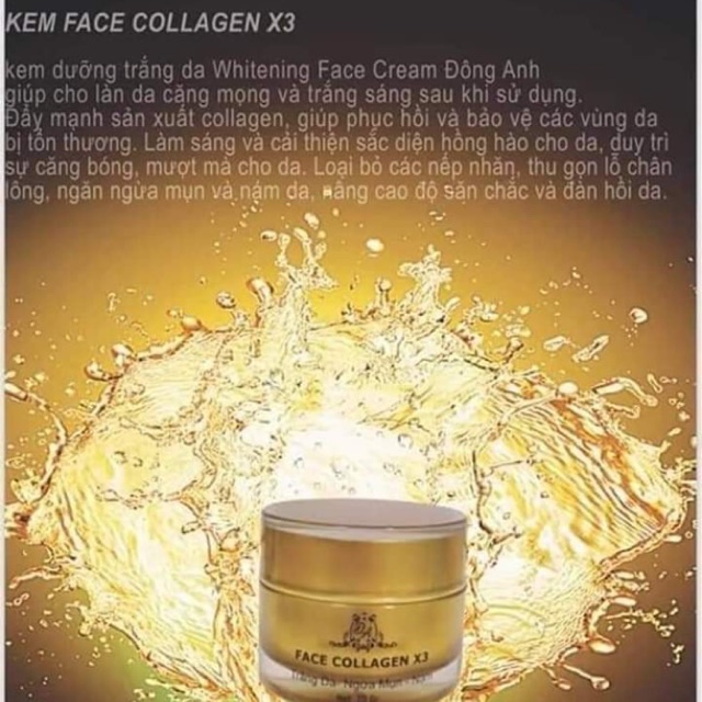 Kem Face Collagen X3 Đông Anh 20gr Giúp Da Trắng Sáng, Mịn Màng, Ngừa Mụn, Phục Hồi Da Hư Tổn