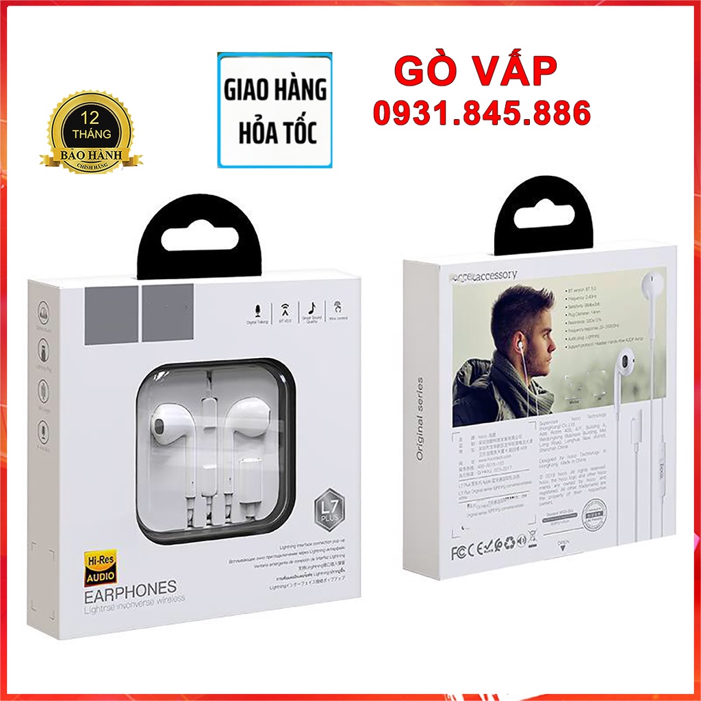 ⚡Mới⚡Tai Nghe I.Phone 12 13 Pro max Âm Thanh Hay Hoco L7 Plus Cổng Lighting có mic đàm thoại IP 6s 7 8 Plus X XR Xs 11