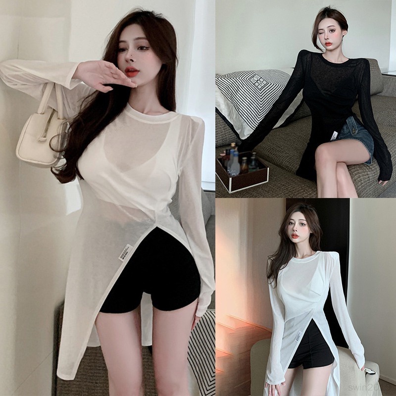 Áo Sơ Mi Tay Dài Màu Sắc Đơn Giản Phong Cách Hàn Quốc Thời Trang Cho Nữ