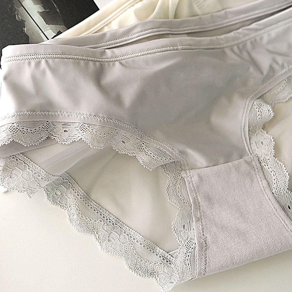 OCEANMAP Sexy Panties Sweet Low-Waist Lace Cotton Crotch Soild Color Girls Women Briefs