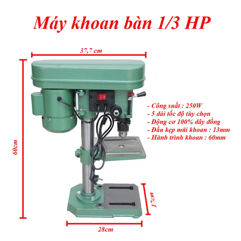 Máy Khoan Bàn Mini XQ13  - Cao 60cm  - Máy Khỏe, Chạy Êm - Hàng Nội Địa Trung Quốc - Bảo Hành 12 Tháng