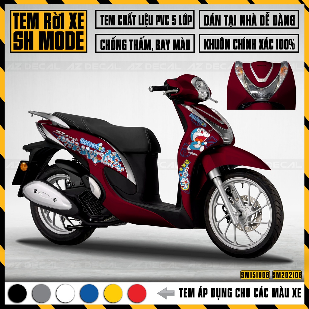 Decal Xe SH Mode Mẫu Doraemon | SM08 | Tem SH Nữ Dễ Thương, Áp Dụng Xe Màu Đen, Trắng, Đỏ, Bạc Đen, Kem