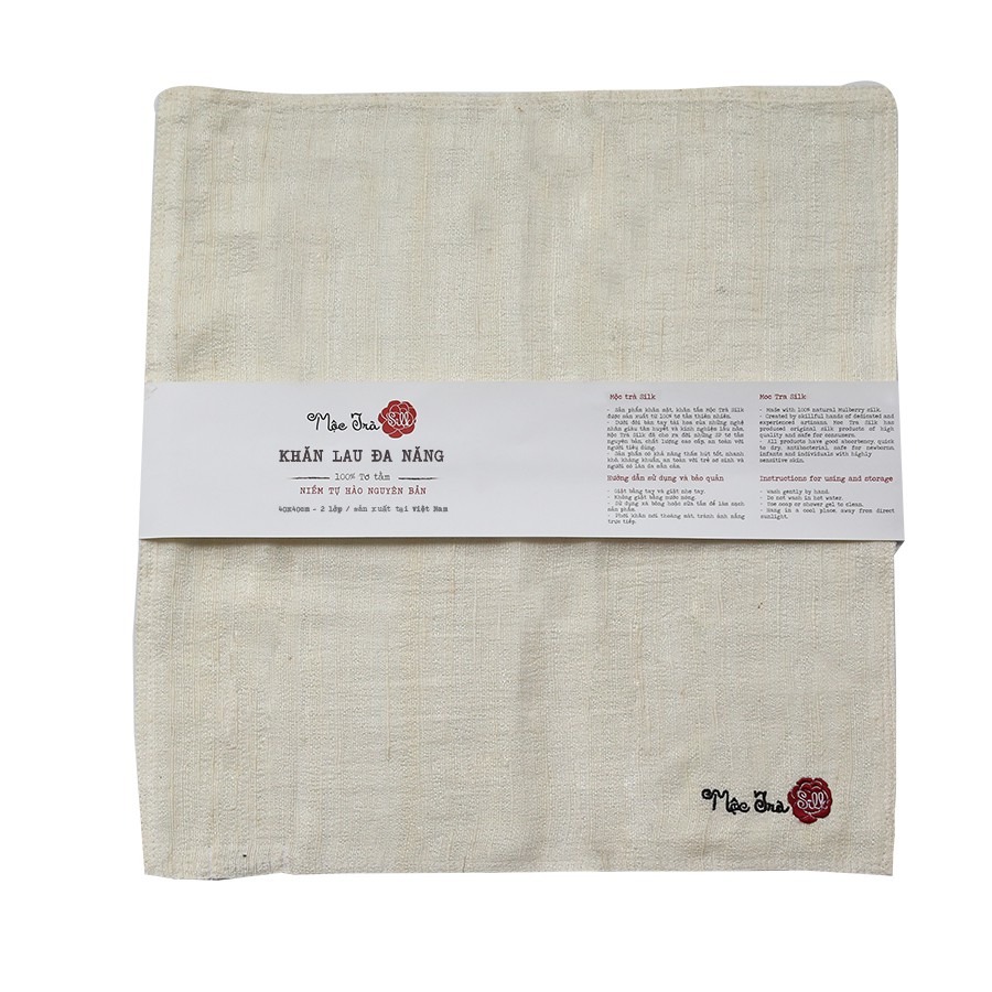 Mộc Trà Silk| Khăn Lau Tơ Tằm Đa Năng 2 Lớp 40x40cm