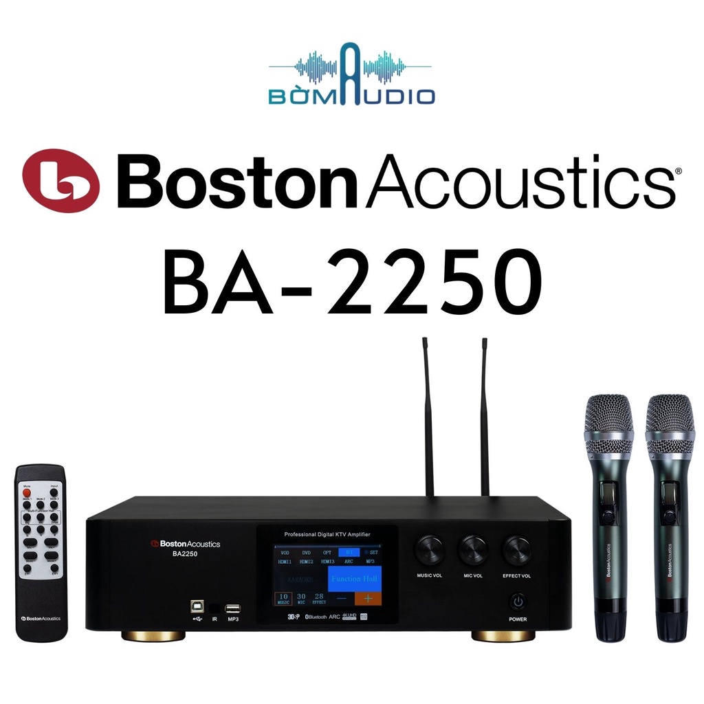 Boston Acoustics BA2250 | Ampli Karaoke Liền Vang Số Kèm Mic | Hàng Mới 100% _ Bảo Hành Chính Hãng 1 Năm