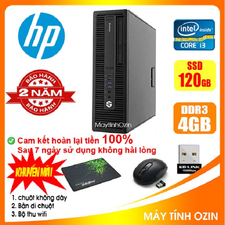 Case máy tính để bàn đồng bộ HP CPU i3 4130 RAM 4GB SSD 240GB SSD 120GB