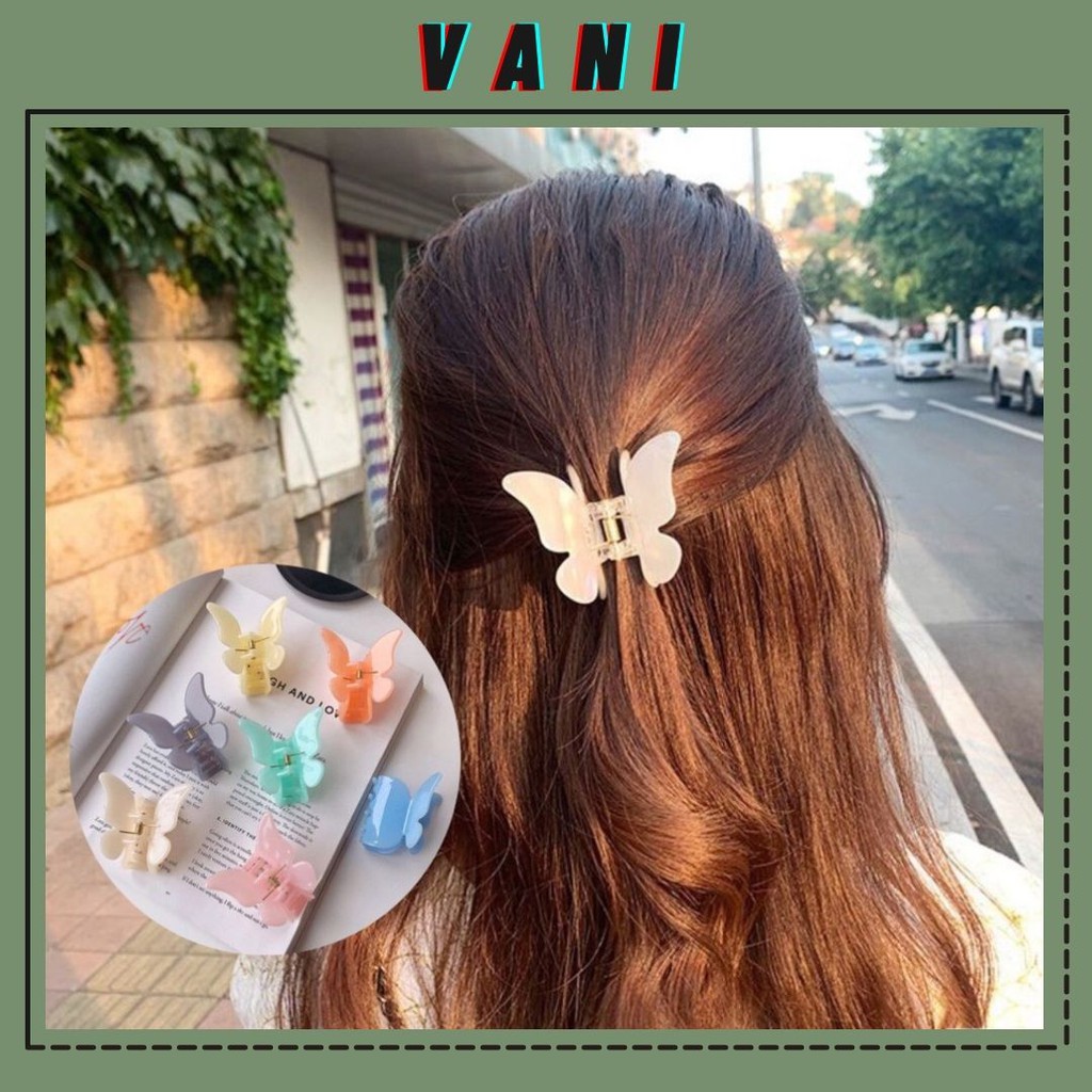 Kẹp Tóc Càng Cua Màu Trơn Hình Bướm Lớn Trendy Phong Cách Hàn Quốc - Vani Store