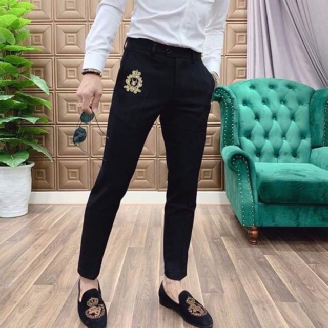 Quần Tây Nam, Quần Âu Đen, Thêu Họa Tiết Logo DG Dáng Ôm Ống Bó Hàn Quốc - Mặc Là Đẹp - HÀNG MỚI VỀ