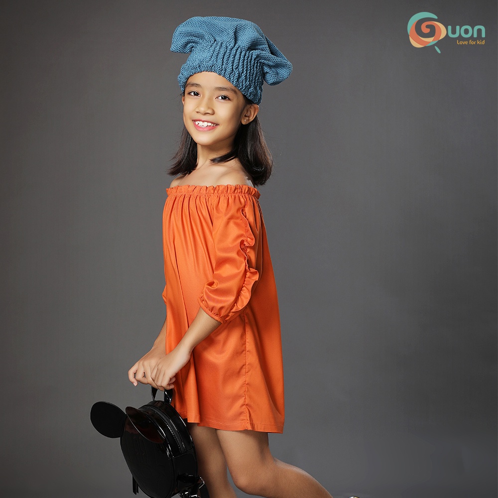Váy bé gái trễ vai từ 6-24kg vải cotton thoáng mát Sarah - GUON