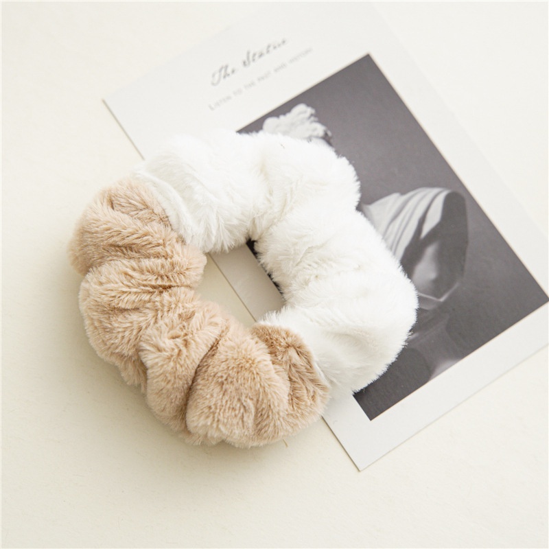 Dây Buộc Tóc Cao Su Bọc Lông Thỏ Giả Hai Màu Đơn Giản Mùa Đông Mới