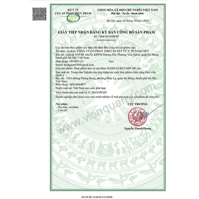 Nano Curcumin HP Học Viện Quân Y