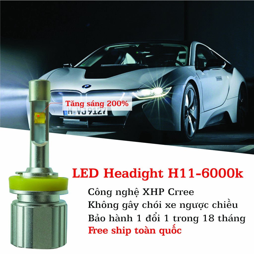 XẢ KHO - Bóng đèn pha ô tô siêu sáng công nghệ Led Cree XHP cao cấp, đủ chân H1 H4 H7 H11 HB3 9005 HB4 9006 điện 12V