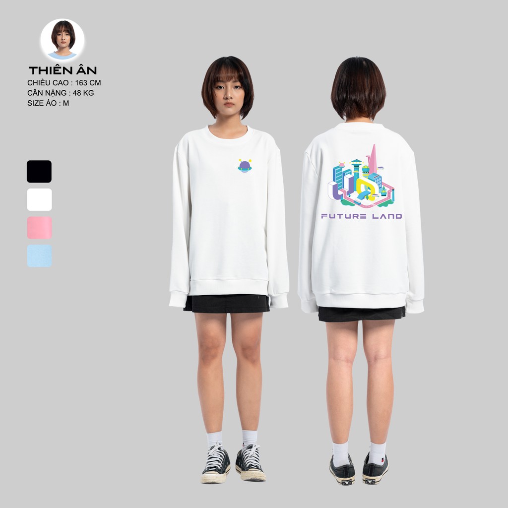 Áo Sweater Form Rộng Nam Nữ URBAN OUTFITS In FUTURE LAND SWO24 Thun Cotton Nỉ 4 Chiều Local Brand | BigBuy360 - bigbuy360.vn