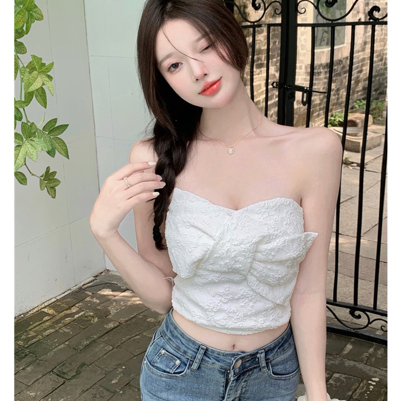 Áo Ống Không Tay Phối Nơ Thời Trang Dành Cho Nữ