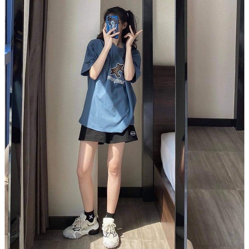 Set Bộ Quần , Áo gấu nâu Teddy  Chất Cotton Thấm Hút Mồ Hôi  Xanh Siêu Hot Trend Form Rộng,kiểu dáng Ulzzang