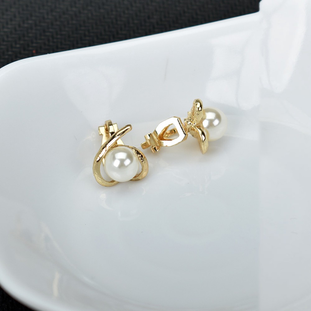 Khuyên kẹp vành tai hình trái tim đính ngọc trai nhân tạo thời trang cho nữ