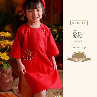 Sét áo dài linen thêu tay