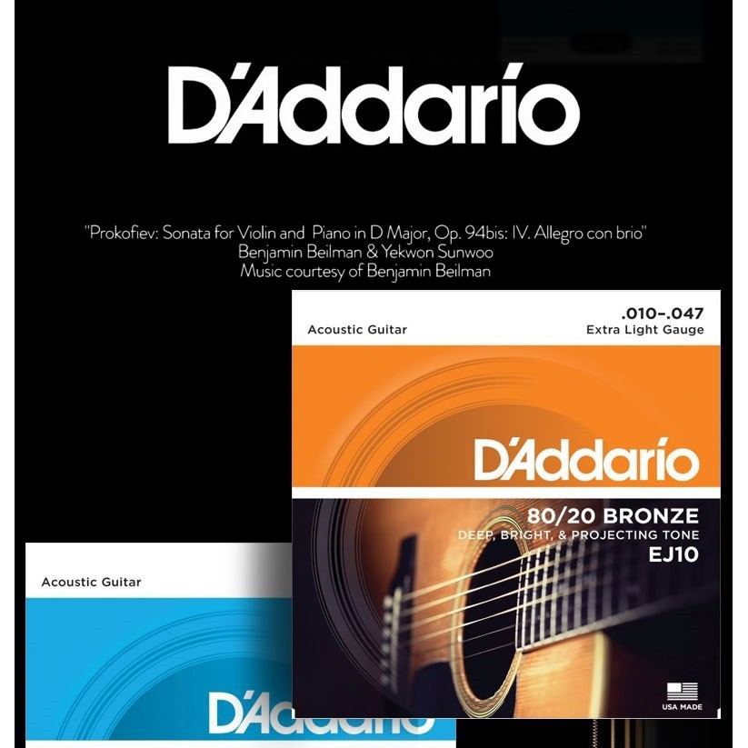 Bộ Dây Đàn Guitar Acoustic Cỡ 11 D'Addario EZ910