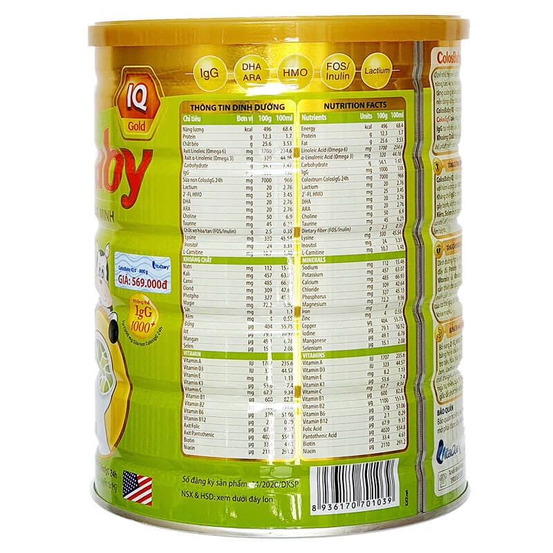 Sữa non Colosbaby IQ 0+ 1+ 2+ 800g có mã QR,date 2025