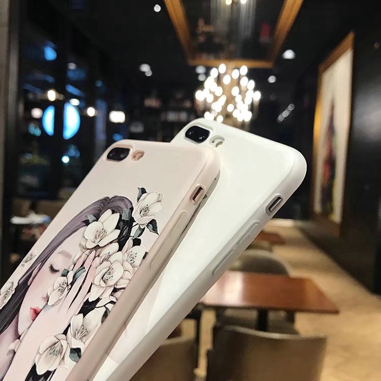 Ốp iPhone - ốp lưng iPhone in hình cô gái và hoa châu âu cực đẹp và dễ thương 6 6s 7 8 plus x xr xsmax 11 pro max a164