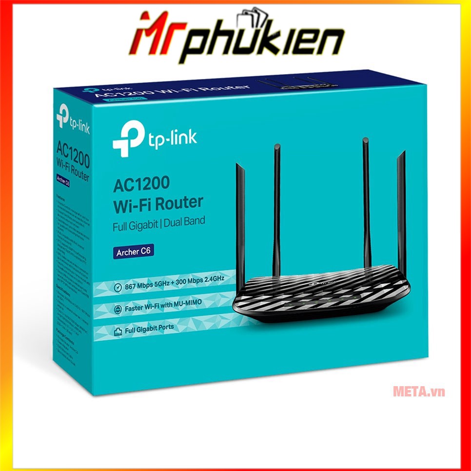Router Wifi Băng Tần Kép TP-Link Archer C6 Gigabit AC1200 MU-MIMO - MrPhukien