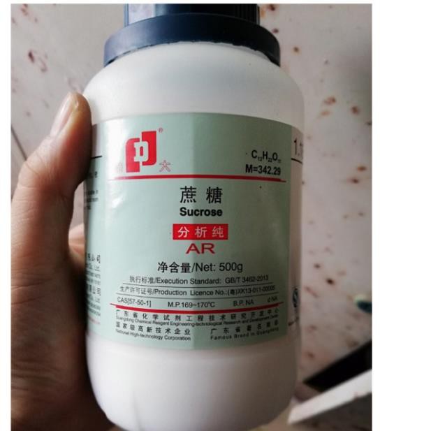 Sucrose CAS 57-50-1 C12H22O11 lọ 500g Saccharose saccarose