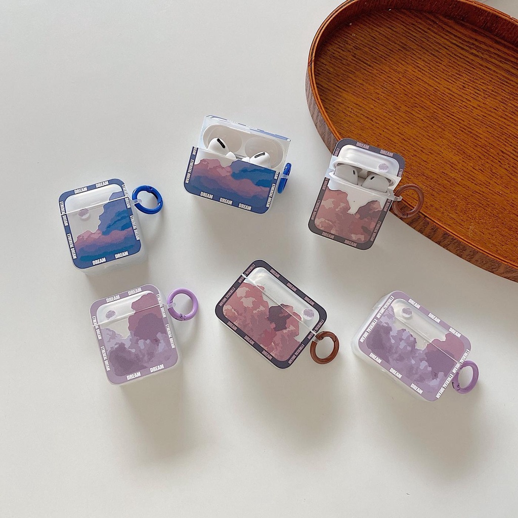 Vỏ Bảo Vệ Hộp Sạc Tai Nghe Airpods 1 2 3 pro 3 Bằng Silicon Mềm Hình Vuông Họa Tiết Đám Mây Hoàng Hôn Dễ Thương