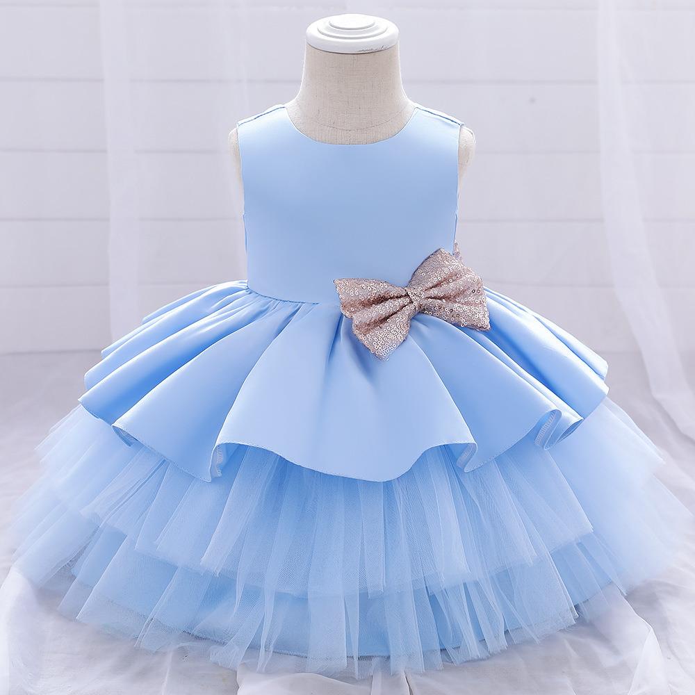 Đầm Xòe Công Chúa Đính Nơ Hoa Xinh Xắn Cho Bé Gái