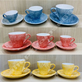Bộ cốc tách cafe dáng Italia men vân đá độc lạ đủ màu đủ dung tích