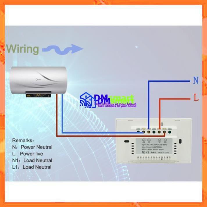 Công Tắc Wifi Bình Nóng Lạnh AZsmart 20A Hẹn Giờ Bật Tắt - Mặt kính cường lực