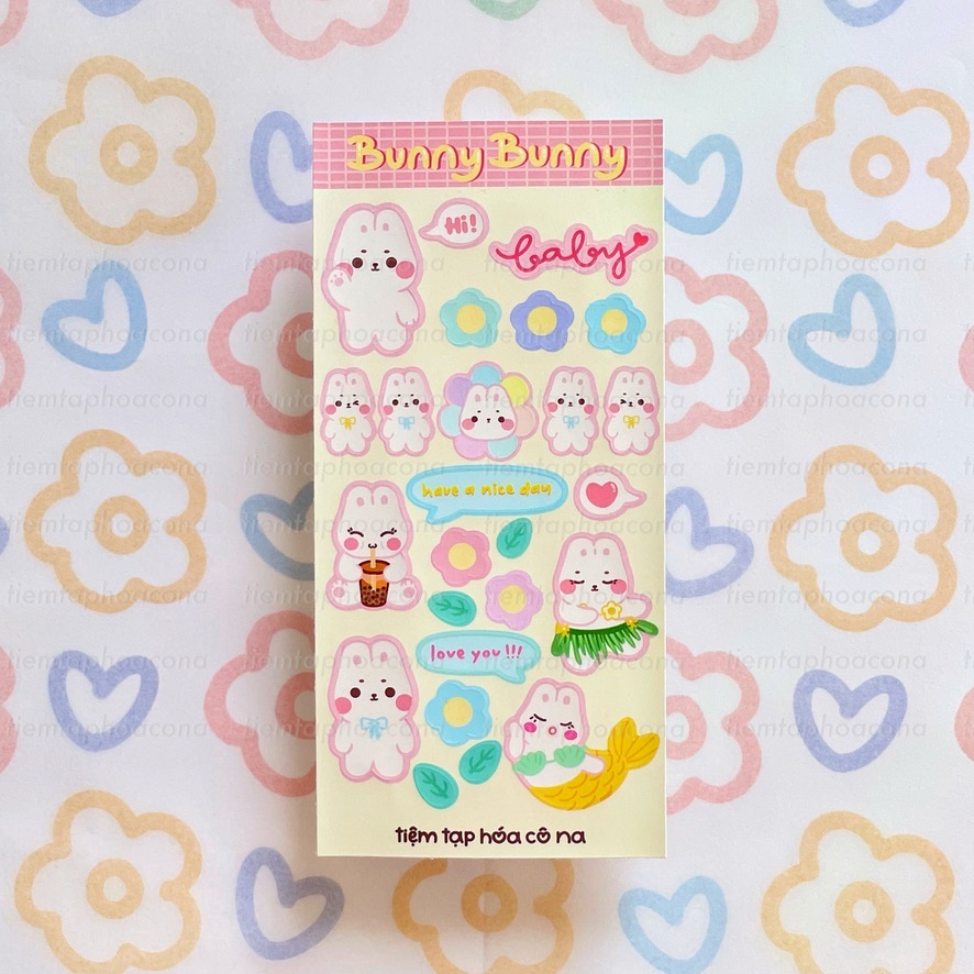 Bunny Bunny Vinyl Sticker sheet - Sticker/ hình dán trang trí cute chống nước - tiemtaphoacona