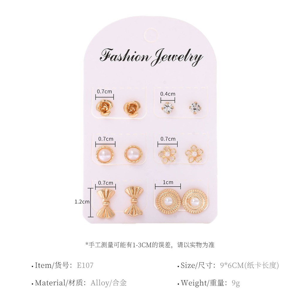(024) Bộ Set 6 Khuyên Tai Sang Trọng Lôi Cuốn Dành Cho Nữ