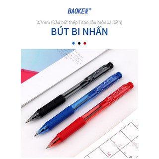 Hộp 24 Cây Bút Bi Bấm 0.7mm  3 Màu Xanh đỏ đen (1cây có thế bán) - BAOKE/B19