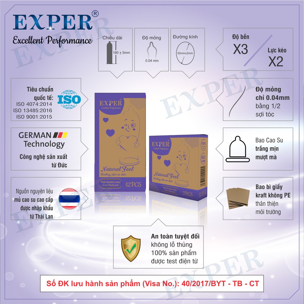 Bao cao su EXPER Pleasure Pack loại bcs passion có gai lớn siêu mỏng trơn cổ thắt kéo dài hộp 24 cái