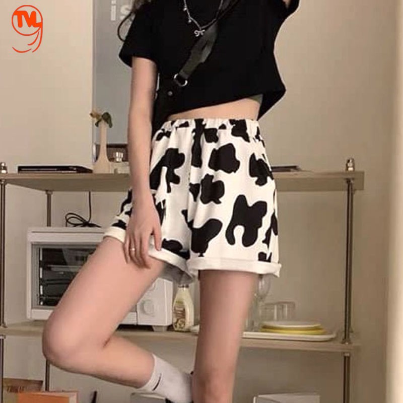 Quần short nữ TVL1999, quần đùi nữ bò sữa ống rộng cạp chun chất liệu cotton cao cấp đem lại cảm giác thoải mái