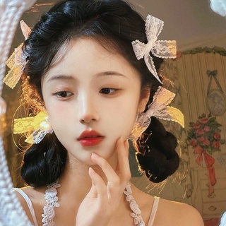 Kẹp tóc nơ ren trắng - kep1180
