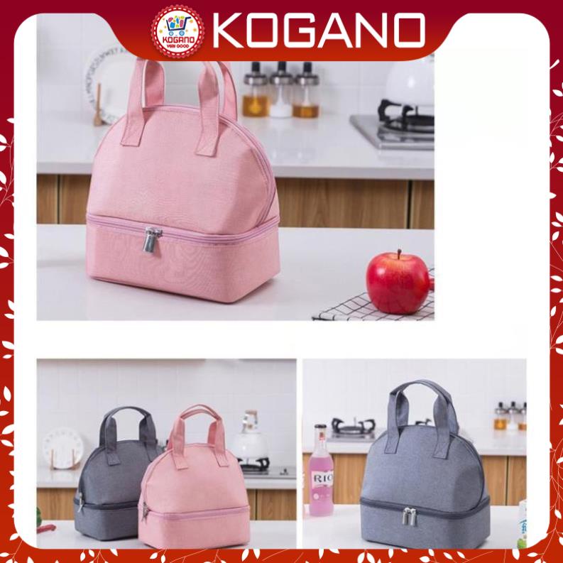 Túi giữ nhiệt KOGANO túi đựng hộp cơm, bình nước, bình sữa giữ nhiệt 2 ngăn cao cấp cho văn phòng, du lịch HG-001201
