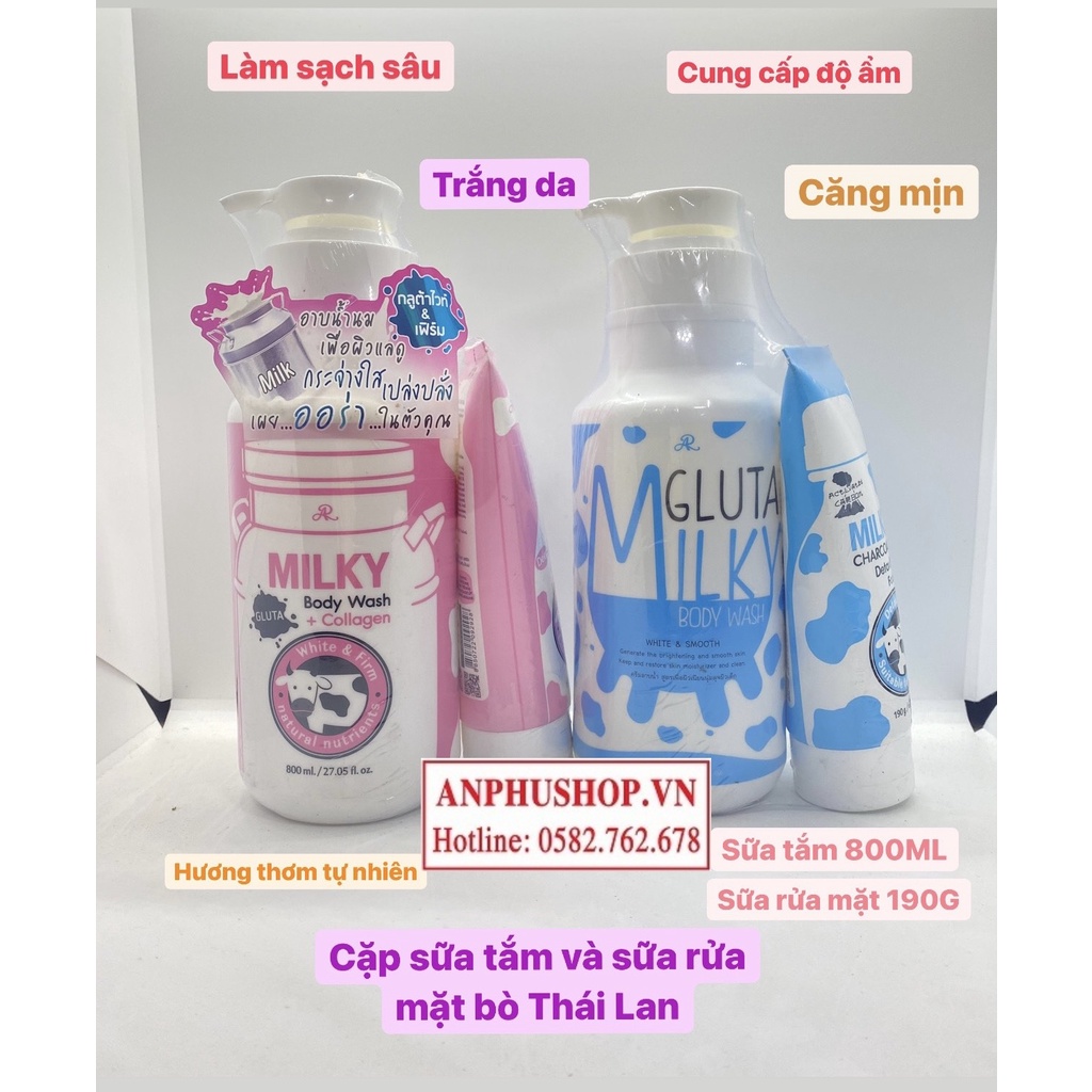Combo sữa tắm và sữa rửa mặt bò Thái Lan - Hàng chính hãng