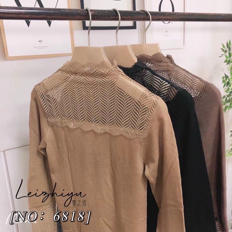 Áo giữ nhiệt phối ren sọc 6818, hàng loại 1 Bống Chic