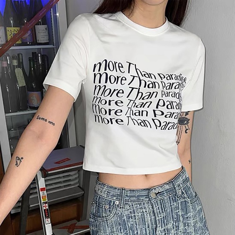 Áo Thun Tay Ngắn Cổ Tròn In Chữ Thời Trang Cho Nữ