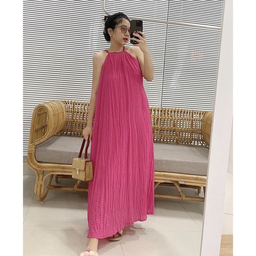 Đầm Maxi Cổ Yếm Đan Dây - Elleni