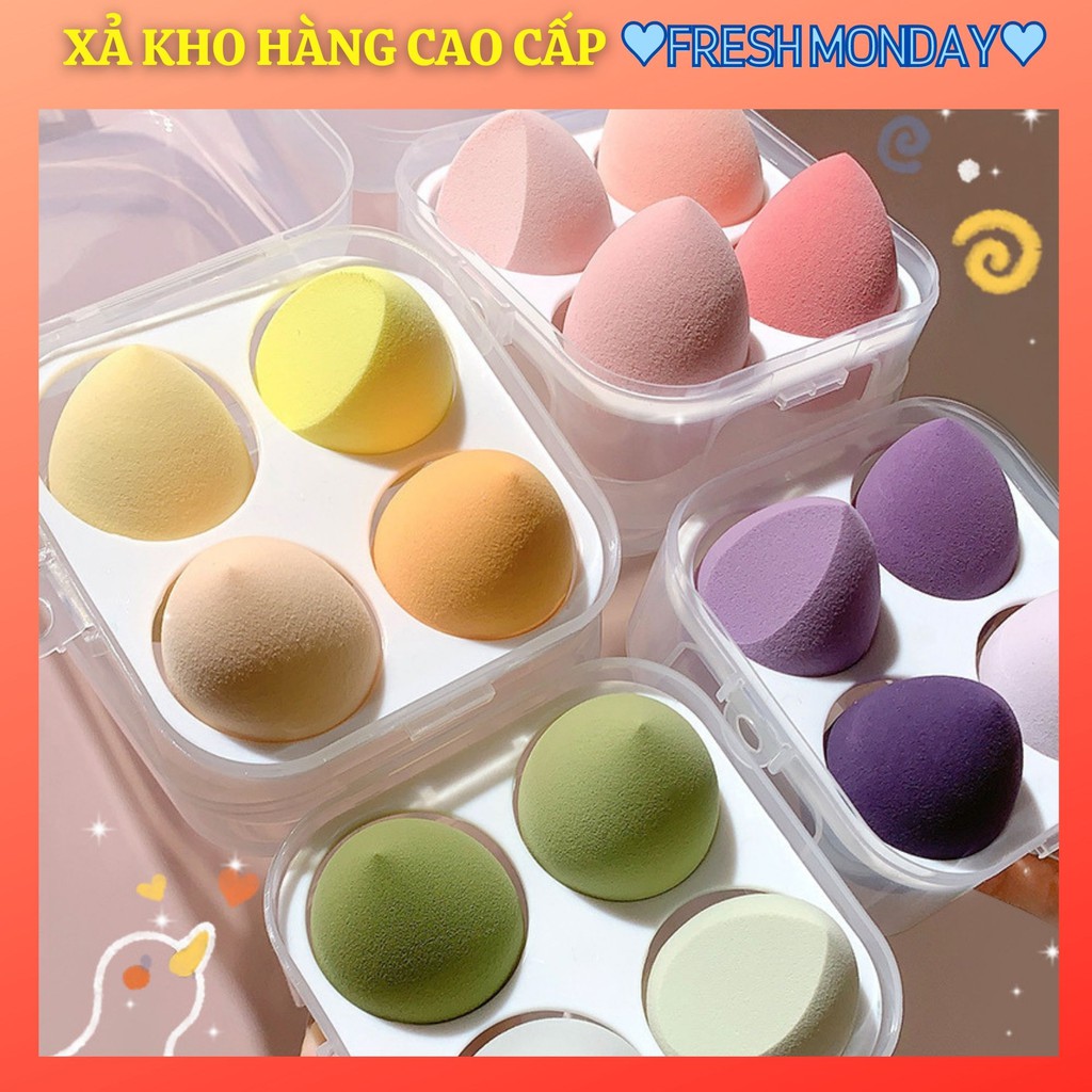 [FULL HỘP] Set 4 mút trang điềm tán nền cao cấp⚡️ 𝐅𝐑𝐄𝐄 𝐒𝐇𝐈𝐏 ⚡️Đa công dụng, đa màu sắc - MÃ M1