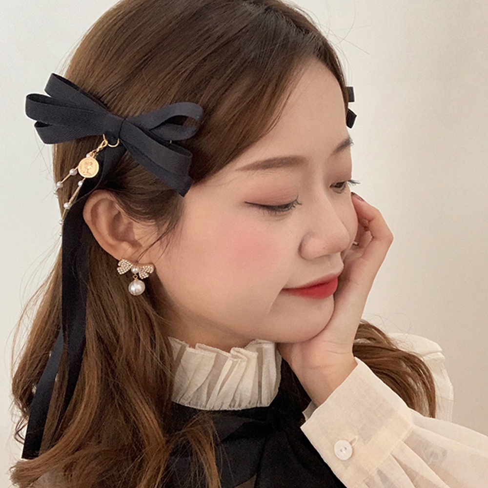 Kẹp Tóc Hình Nơ Đính Ngọc Trai Thời Trang Cho Nữ