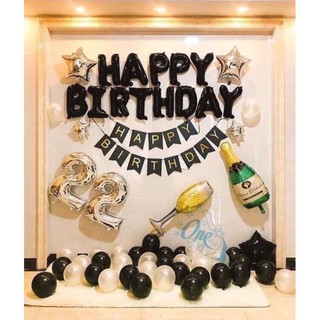 SET HPBD Chữ Đen Chai Rượu Tây Ly 40 Bóng🥃