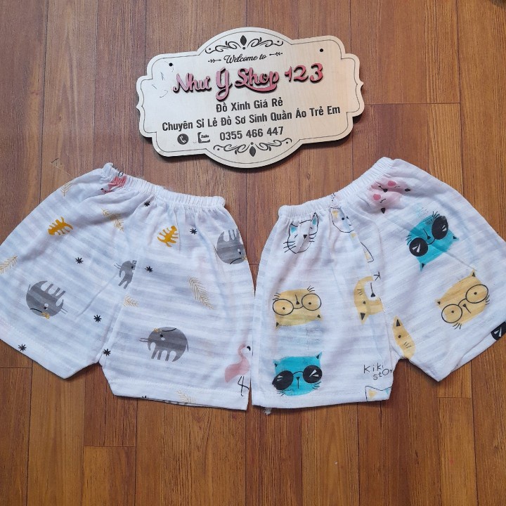 A15 - Quần Đùi Cotton Sợi Tre Bỏ Bỉnh Cho Bé Trai Bé Gái (Hình Thật Video Tự Quay)