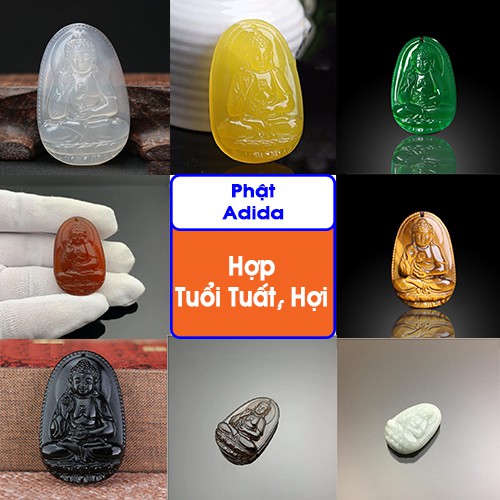 Mặt phật bản mệnh Phật A Di Đà hộ mệnh cho người tuổi Tuất - tuổi Hợi, Mặt dây chuyền đá bình an - Kila Store