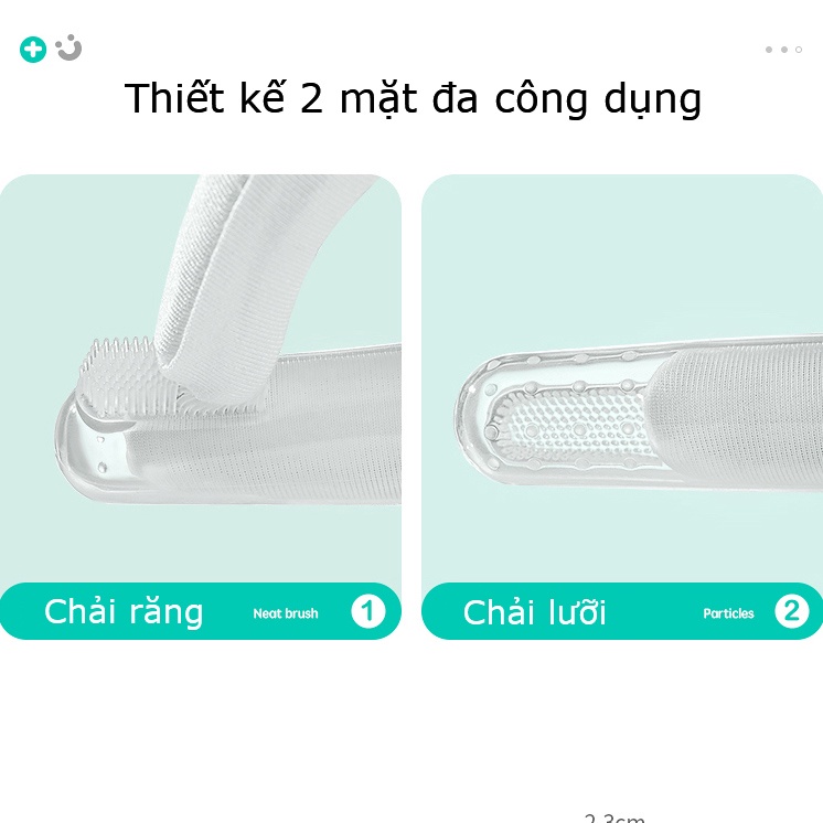 Tưa lưỡi silicon cao cấp KUB cho bé, combo 2 bàn chải đánh răng xỏ ngón có hộp đựng giữ vệ sinh