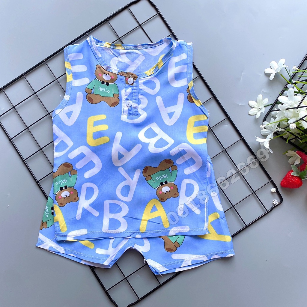 Bộ ba lỗ bé trai, vải lanh( tole) loại 1 size 5-22 kg