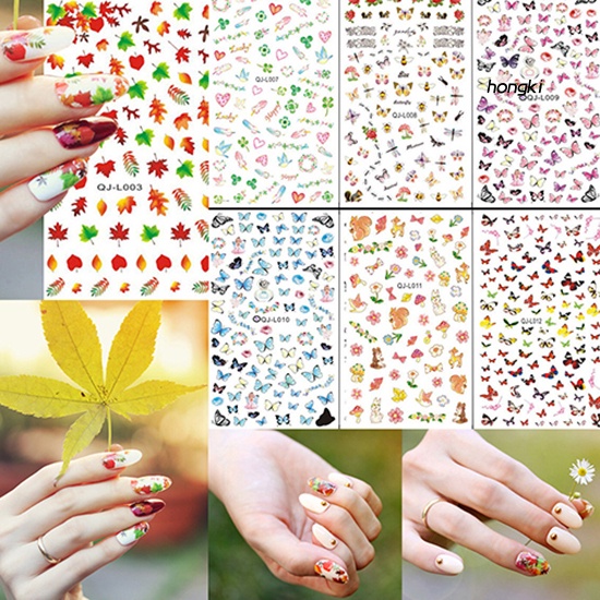 [Hàng mới về] Miếng dán trang trí móng tay nghệ thuật họa tiết hoa lá xinh xắn
