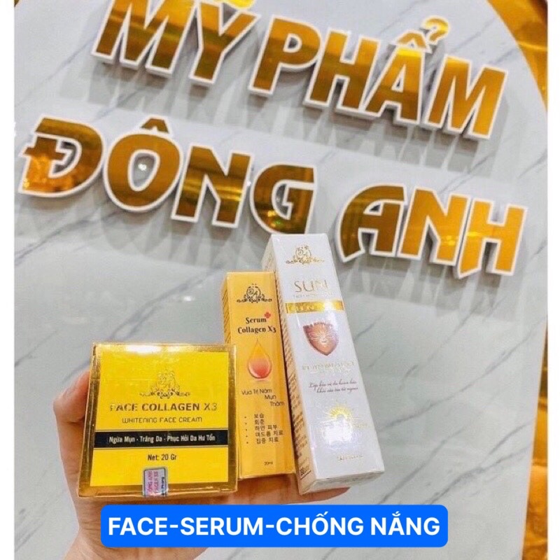 Combo Kem Face + Serum Collagen X3 + Chống nắng X3 Mỹ Phẩm Đông Anh Chính Hãng | BigBuy360 - bigbuy360.vn