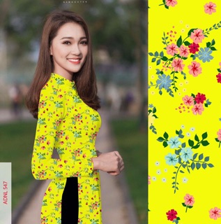 Áo dài hoa nhí may sẵn
